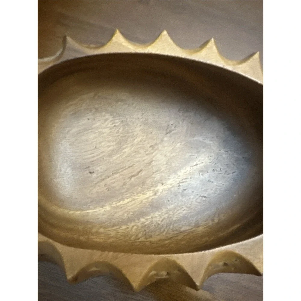 VTG Pineapple Serving Dish Bowl Hand Carved Artist Signed Monkey Pod Wood Hawaii